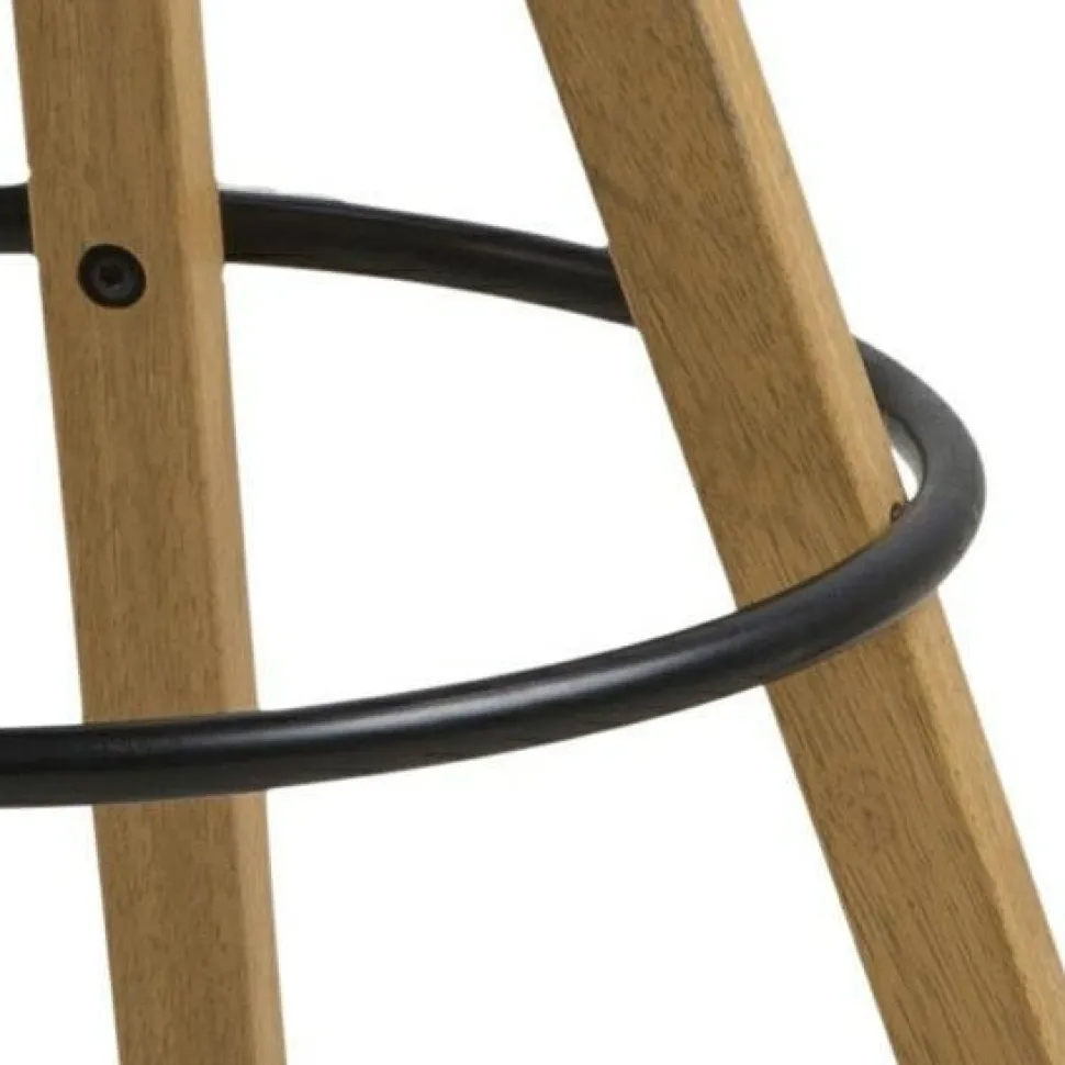 Stołek barowy Dima biały wood z drewnianymi nogami