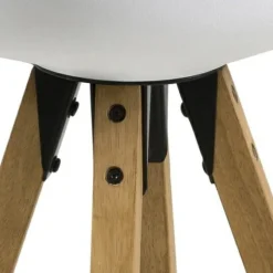 Stołek barowy Dima biały wood z drewnianymi nogami