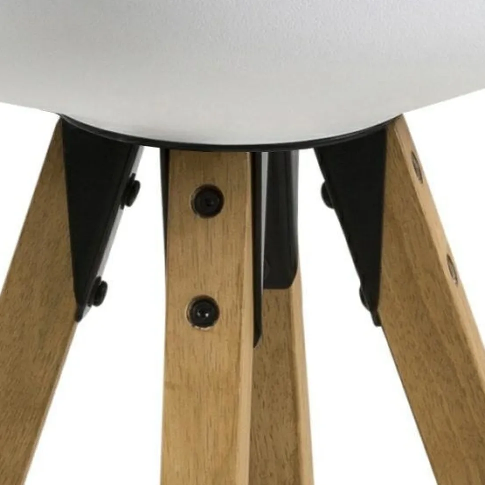 Stołek barowy Dima biały wood z drewnianymi nogami