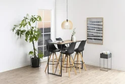 Stołek barowy Dima czarny wood z drewnianymi nogami