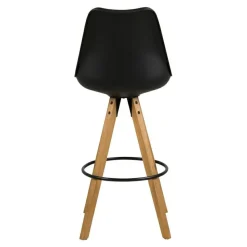 Stołek barowy Dima czarny wood z drewnianymi nogami