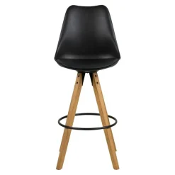 Stołek barowy Dima czarny wood z drewnianymi nogami