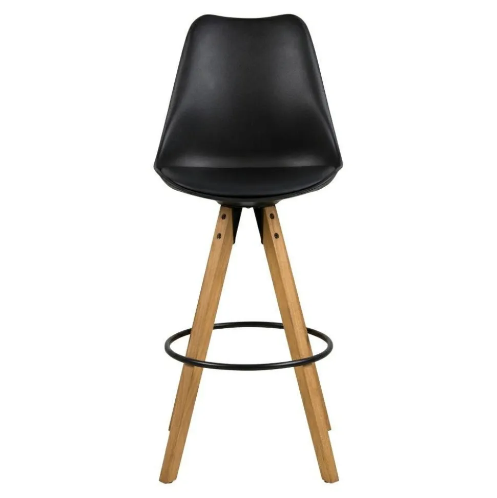 Stołek barowy Dima czarny wood z drewnianymi nogami