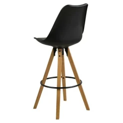 Stołek barowy Dima czarny wood z drewnianymi nogami