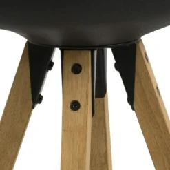 Stołek barowy Dima czarny wood z drewnianymi nogami