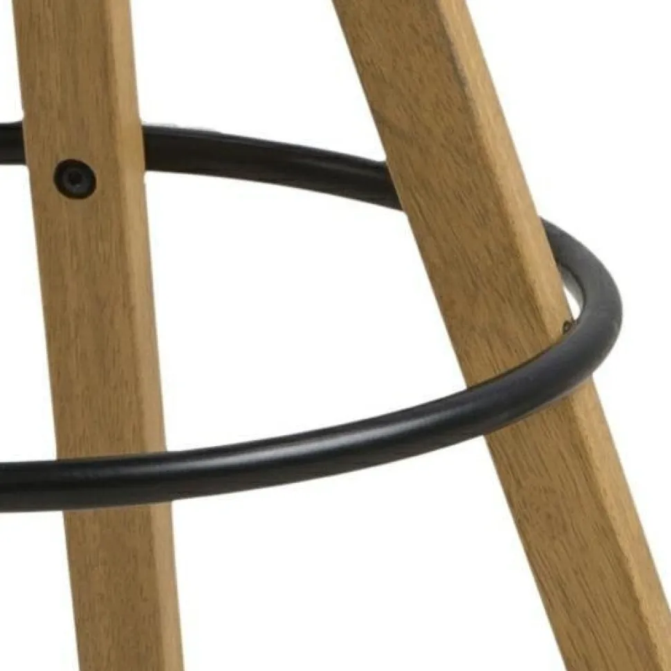 Stołek barowy Dima czarny wood z drewnianymi nogami