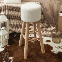 Stołek barowy Freya biały/ naturalny