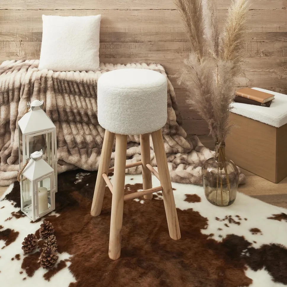 Stołek barowy Freya biały/ naturalny