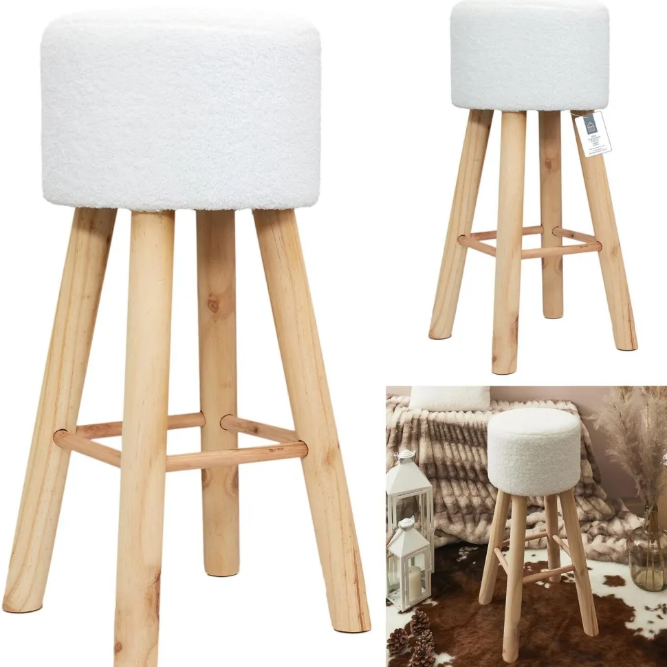 Stołek barowy Freya biały/ naturalny