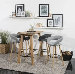 Stołek barowy Grace low szary jasny tapicerowany