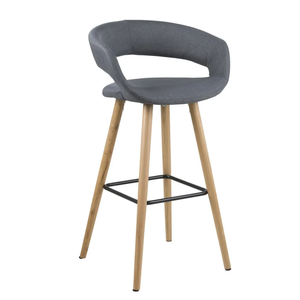 Stołek barowy Grace low szary ciemny tapicerowany