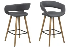 Stołek barowy Grace low szary ciemny tapicerowany