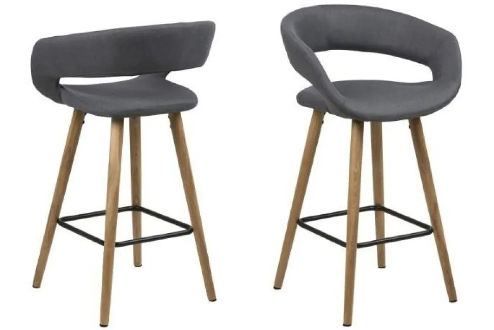 Stołek barowy Grace low szary ciemny tapicerowany