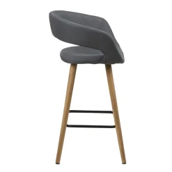 Stołek barowy Grace low szary ciemny tapicerowany