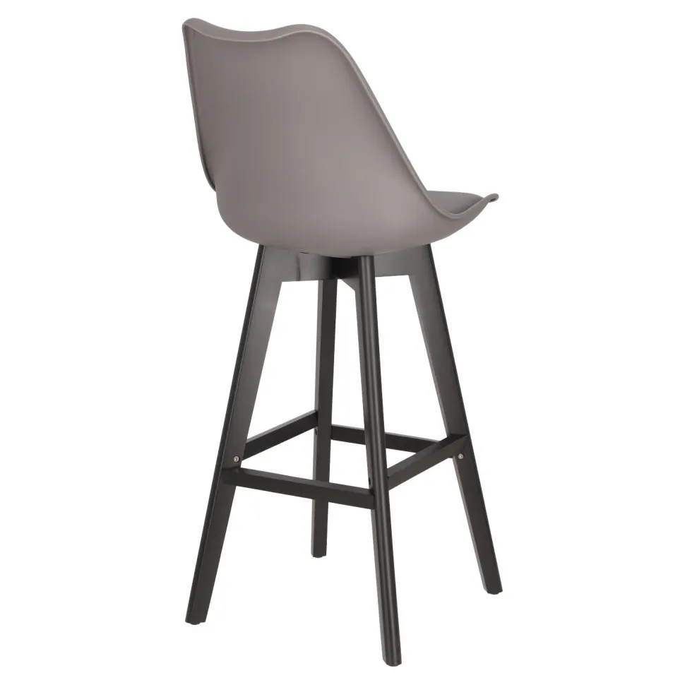 Stołek barowy Norden wood black high PP ciemny szary