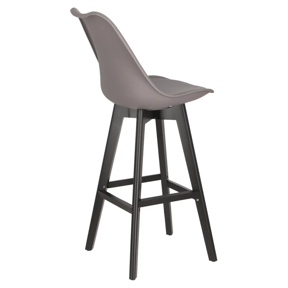 Stołek barowy Norden wood black high PP ciemny szary