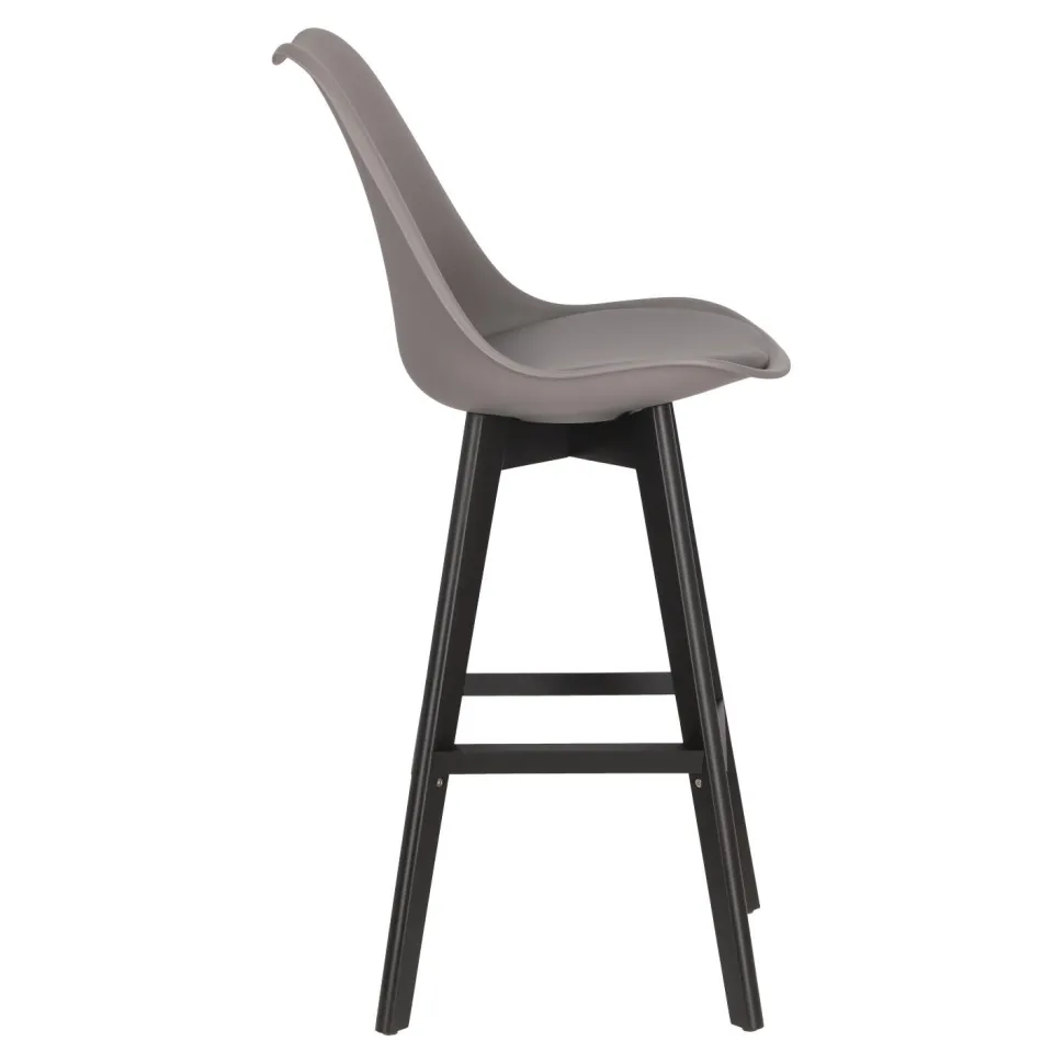 Stołek barowy Norden wood black high PP ciemny szary