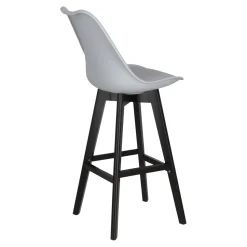 Stołek barowy Norden wood black high PP szary