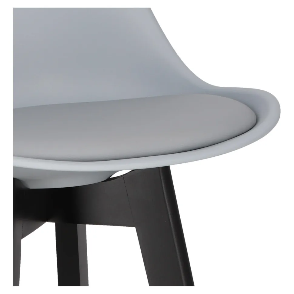 Stołek barowy Norden wood black high PP szary