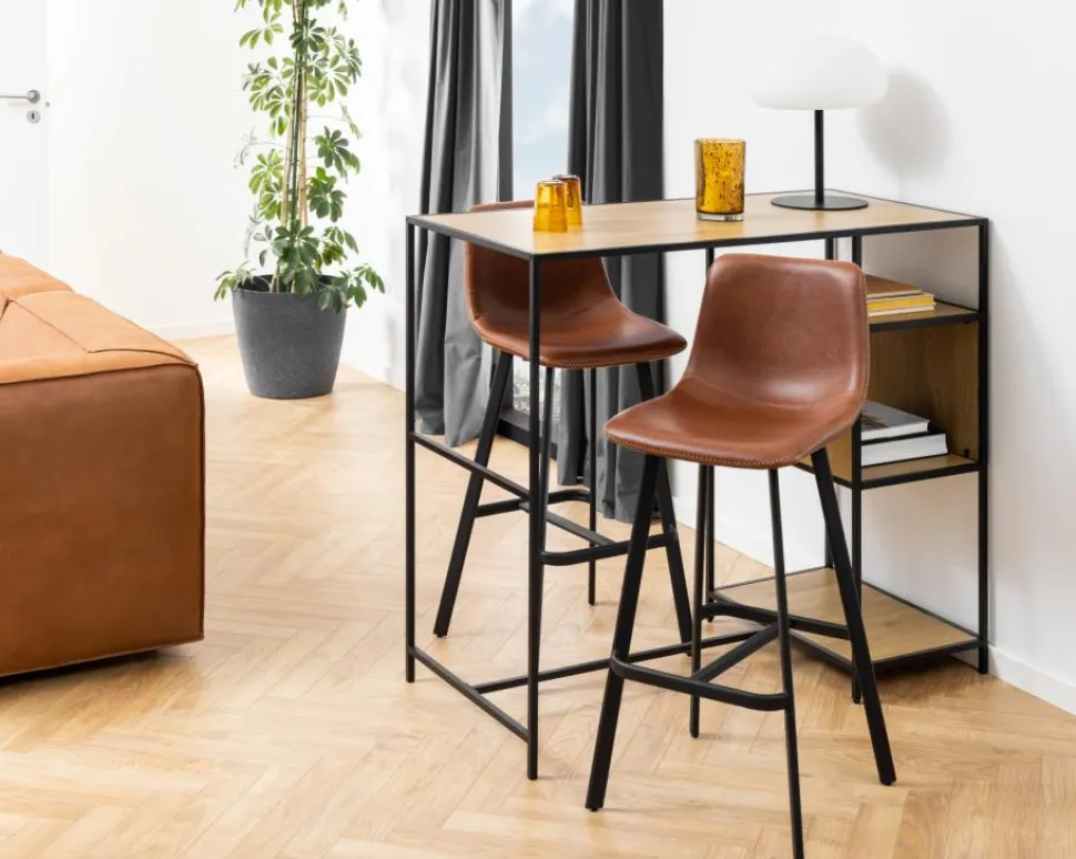 Stołek barowy Oregon PU brandy Low loftowy