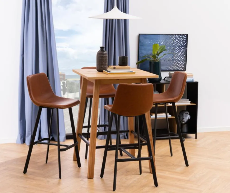 Stołek barowy Oregon PU brandy Low loftowy