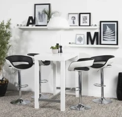 Stołek barowy Regulowany Grace biały/czarny