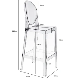Stołek barowy Viki transparentny 75cm