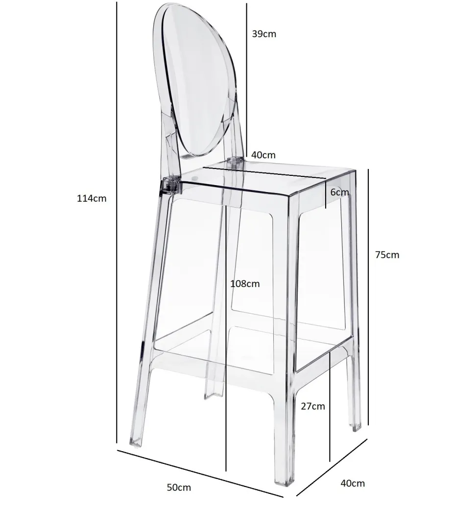 Stołek barowy Viki transparentny 75cm