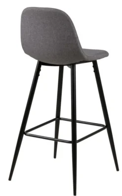 Stołek barowy Wilma szary jasny/czarny tapicerowany