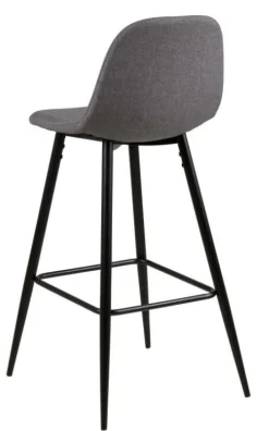 Stołek barowy Wilma szary jasny/czarny tapicerowany