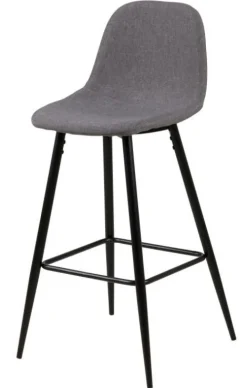 Stołek barowy Wilma szary jasny/czarny tapicerowany