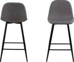 Stołek barowy Wilma szary jasny/czarny tapicerowany