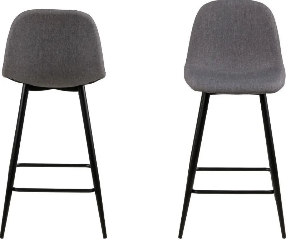 Stołek barowy Wilma szary jasny/czarny tapicerowany