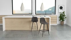 Stołek barowy Wilma szary/czarny tapicerowany