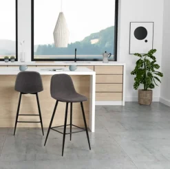 Stołek barowy Wilma szary/czarny tapicerowany