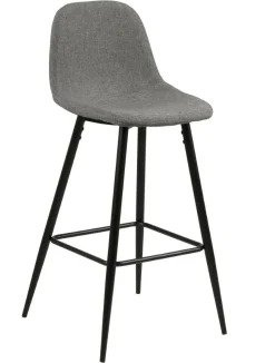 Stołek barowy Wilma wysoki szary jasny/ czarny tapicerowany