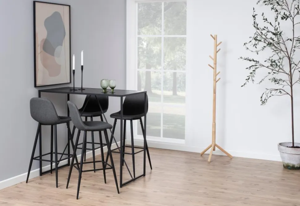 Stołek barowy Wilma wysoki szary jasny/ czarny tapicerowany