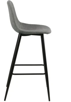 Stołek barowy Wilma wysoki szary jasny/ czarny tapicerowany