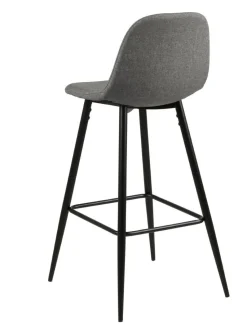 Stołek barowy Wilma wysoki szary jasny/ czarny tapicerowany