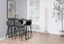 Stołek barowy Wilma wysoki szary jasny/ czarny tapicerowany