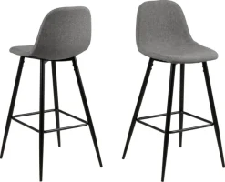 Stołek barowy Wilma wysoki szary jasny/ czarny tapicerowany