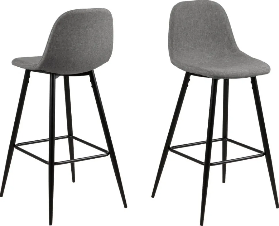 Stołek barowy Wilma wysoki szary jasny/ czarny tapicerowany