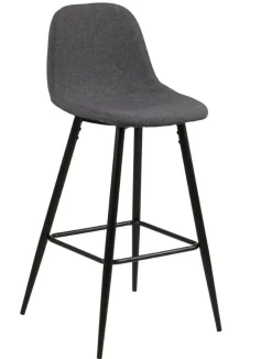 Stołek barowy Wilma wysoki szary ciemny / czarny tapicerowany