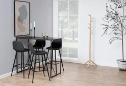 Stołek barowy Wilma wysoki szary ciemny / czarny tapicerowany