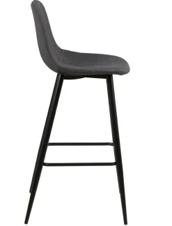 Stołek barowy Wilma wysoki szary ciemny / czarny tapicerowany