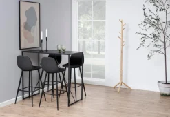 Stołek barowy Wilma wysoki szary ciemny / czarny tapicerowany