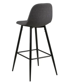 Stołek barowy Wilma wysoki szary ciemny / czarny tapicerowany