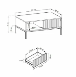 Stolik Delicious ryflowany czarny złote nogi