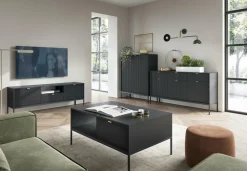 Stolik Delicious ryflowany czarny złote nogi