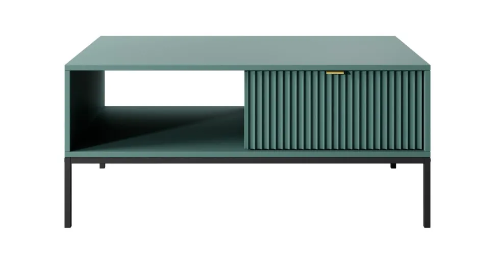 Stolik Delicious ryflowany zielony czarne nogi